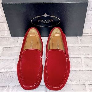 Prada men's suede Scarletto (Red) Loafers